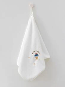 Letter & Ice Cream Embroidered Bath Towel - Multicolor - View 2