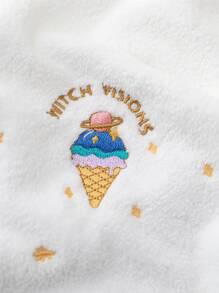 Letter & Ice Cream Embroidered Bath Towel - Multicolor - View 4