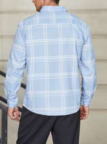 Manfinity Men Plus Plaid Print Shirt - Baby Blue - View 2