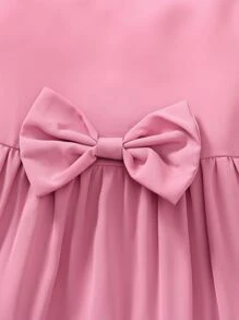 Toddler Girls Bow Front Layered Ruffle Hem Dress - Pink - View 3