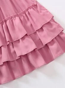 Toddler Girls Bow Front Layered Ruffle Hem Dress - Pink - View 6
