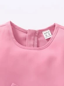 Toddler Girls Bow Front Layered Ruffle Hem Dress - Pink - View 4