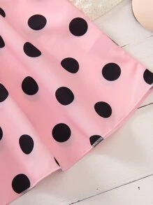 SHEIN 小女童波點圖案前蝴蝶結荷葉邊洋裝 - 彩色 - 查看 5