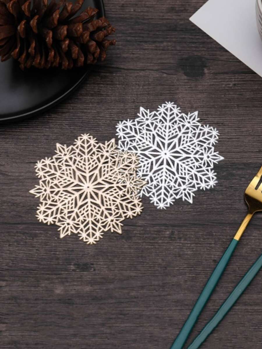 1 Bông Tuyết Rỗng Nhựa PVC Bronzing Coaster, Bàn Cho Bàn Cà Phê Bộ Đồ Ăn Cốc Miếng Lót Trang Trí Phụ Kiện Nhà Bếp - Nhiều màu - Xem 1