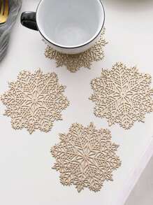 1 Bông Tuyết Rỗng Nhựa PVC Bronzing Coaster, Bàn Cho Bàn Cà Phê Bộ Đồ Ăn Cốc Miếng Lót Trang Trí Phụ Kiện Nhà Bếp - Nhiều màu - Xem 5