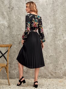 EMERY ROSE Đầm Thắt lưng Xếp li Hoa Thanh lịch - Nhiều màu - Xem 2