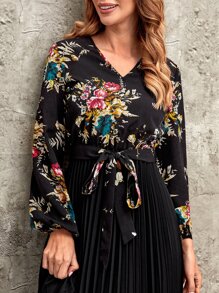 EMERY ROSE Đầm Thắt lưng Xếp li Hoa Thanh lịch - Nhiều màu - Xem 3