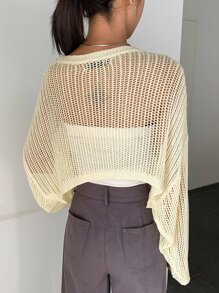 DAZY Drop Shoulder Casual Design Cardigan - Yellow - View 2