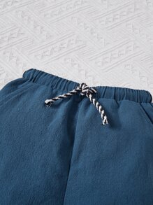 SHEIN Baby Boy Letter Graphic Tee & Drawstring Waist Shorts - Multicolor - View 4