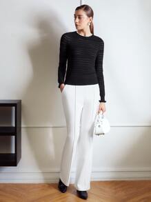 MOTF PREMIUM Áo len dệt kim Trân châu Cái cổ - màu đen - Xem 8