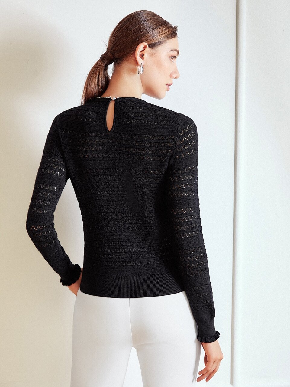 MOTF PEARL NECK KNIT SWEATER