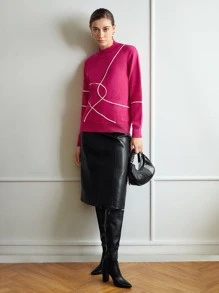 MOTF PREMIUM WOOL-MIX CONTRAST BINDING JUMPER - Hot Pink - View 5