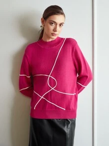 MOTF PREMIUM WOOL-MIX CONTRAST BINDING JUMPER - Hot Pink - View 6