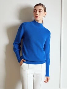 MOTF PREMIUM Jersey mezcla de lana de cuello alto - Azul - Ver 4