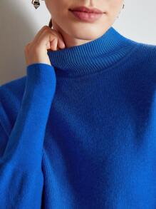 MOTF PREMIUM Jersey mezcla de lana de cuello alto - Azul - Ver 6