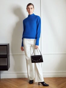 MOTF PREMIUM Jersey mezcla de lana de cuello alto - Azul - Ver 8