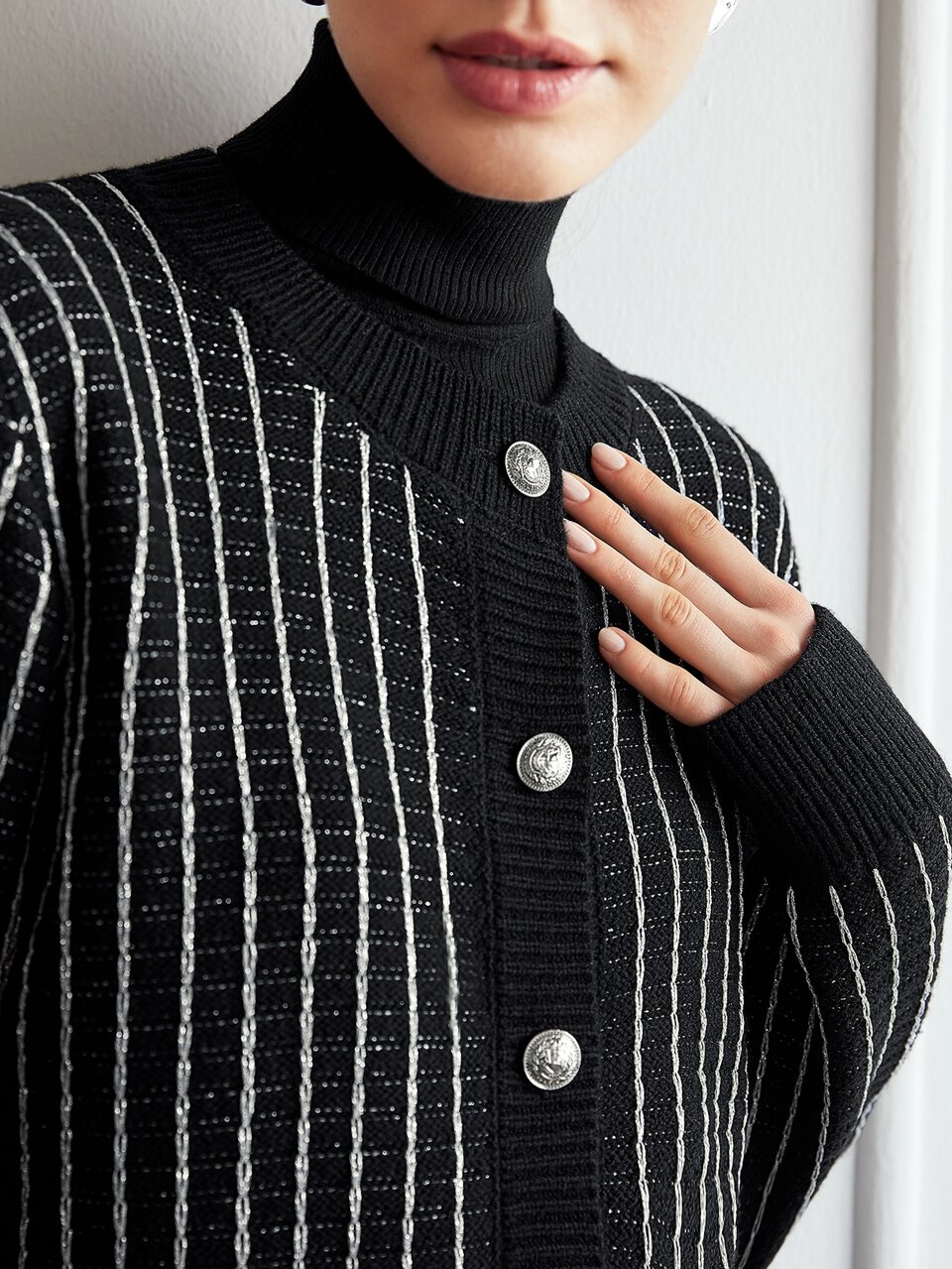 WOOL-MIX VERTICAL STRIPE CARDIGAN