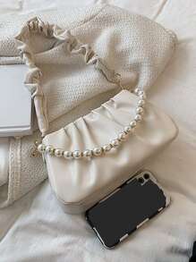 珍珠串珠雲朵包 - 米色 - 查看 6