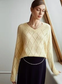 MOTF PREMIUM WOOL-MIX ARGYLE KNIT JUMPER - Yellow - View 4