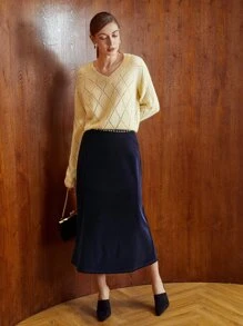 MOTF PREMIUM WOOL-MIX ARGYLE KNIT JUMPER - Yellow - View 5