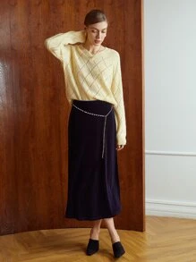 MOTF PREMIUM WOOL-MIX ARGYLE KNIT JUMPER - Yellow - View 7