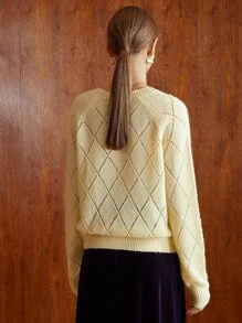 MOTF PREMIUM WOOL-MIX ARGYLE KNIT JUMPER - Yellow - View 9