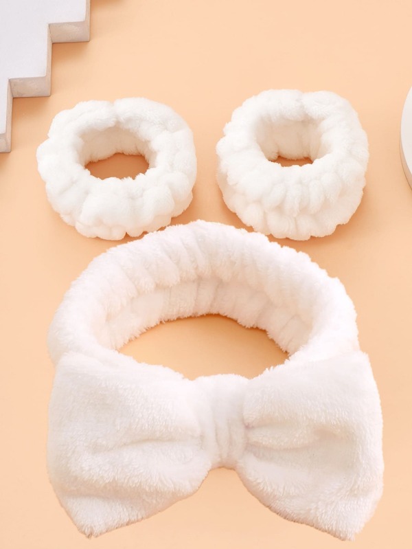 1pc Bow Decor Bath Headband & 2pcs Wristband SHEIN USA