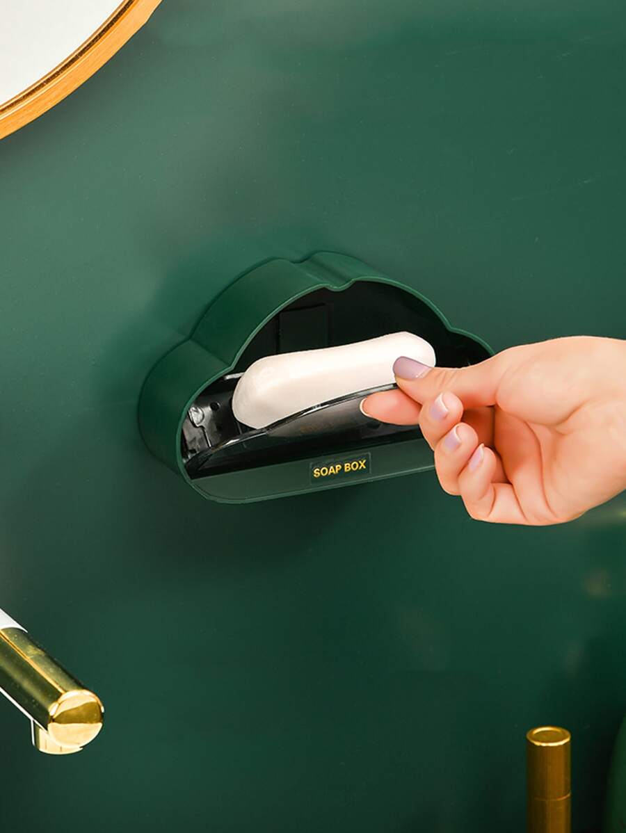 1pc Cloud Design Soap Dish - Dark Green - View 1