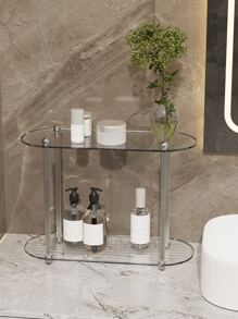 2 Lớp Acrylic Có Giá Để Đồ Phòng Tắm Tổ Chức Trang Điểm Tổ Chức Khay Trang Trí Nước Hoa Giá Trưng Bày Lưu Trữ Kệ Sắp Xếp - Trong sáng - Xem 1