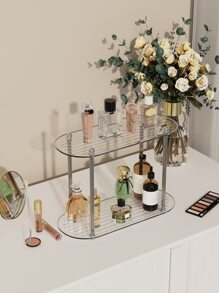 2 Lớp Acrylic Có Giá Để Đồ Phòng Tắm Tổ Chức Trang Điểm Tổ Chức Khay Trang Trí Nước Hoa Giá Trưng Bày Lưu Trữ Kệ Sắp Xếp - Trong sáng - Xem 5