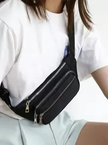 Zip Front Fanny Pack, Preppy Bum Bag For The First Day Of School