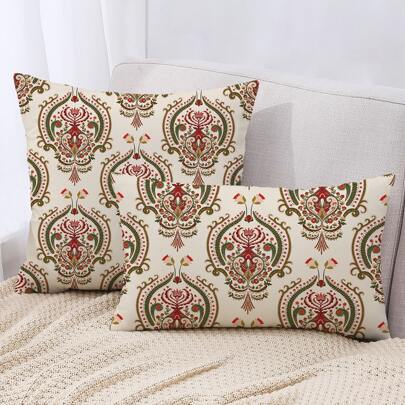1pc Flower Print Cushion Cover Without Filler