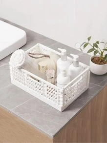 1 pieza plegable Almacenamiento de baño Cesta - Blanco - Ver 1