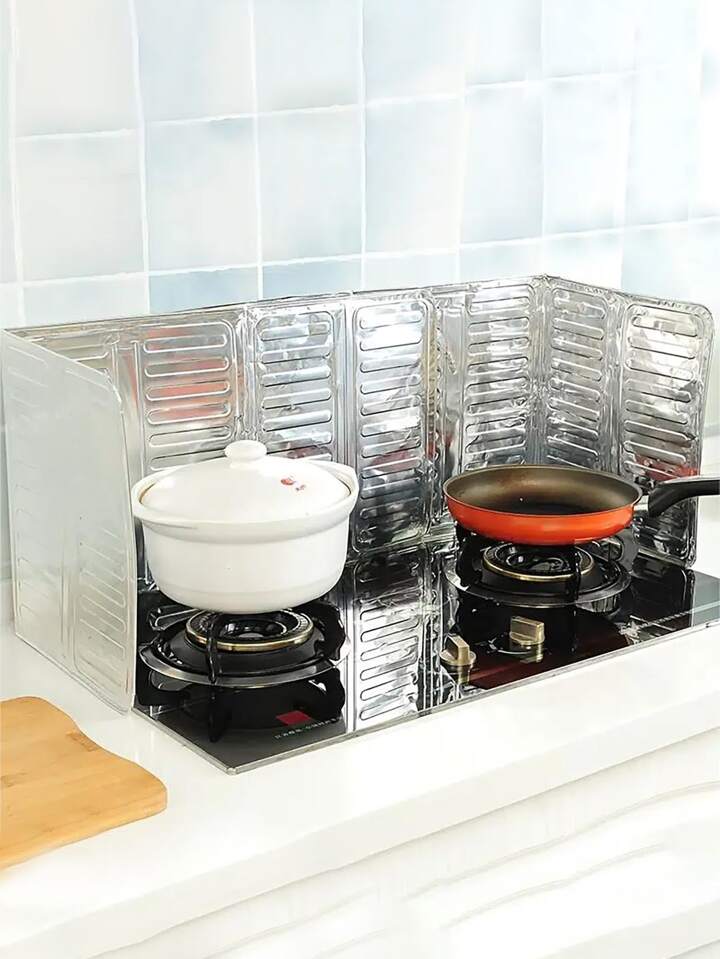 1pc Plastic Oil-splash Shield, Silver Anti-splash Oil Heat Insulation  Baffle For Kitchen | SHEIN