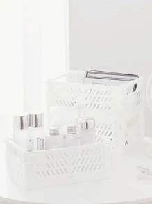 1 pieza plegable Almacenamiento de baño Cesta - Blanco - Ver 3