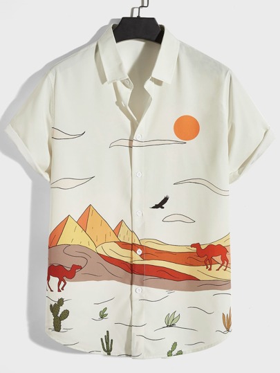 Guys Landscape Print Shirt
