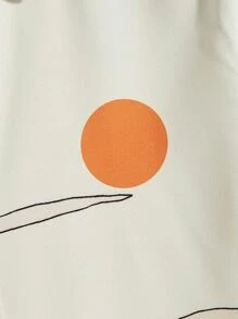 Manfinity RebelGame 宽松男士风景印花短袖休闲衬衫 - 米色 - 查看 4