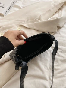 Túi vai In cá sấu Có thể điều chỉnh được Thanh lịch - màu đen - Xem 3