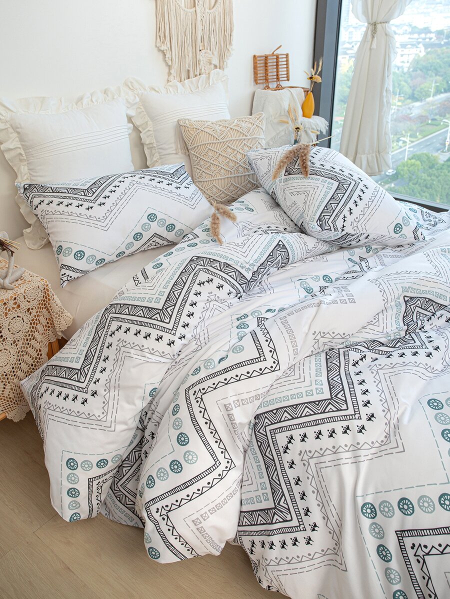 3入組/套鑽石形狀滌綸印花被套套裝 - 彩色 - 查看 1