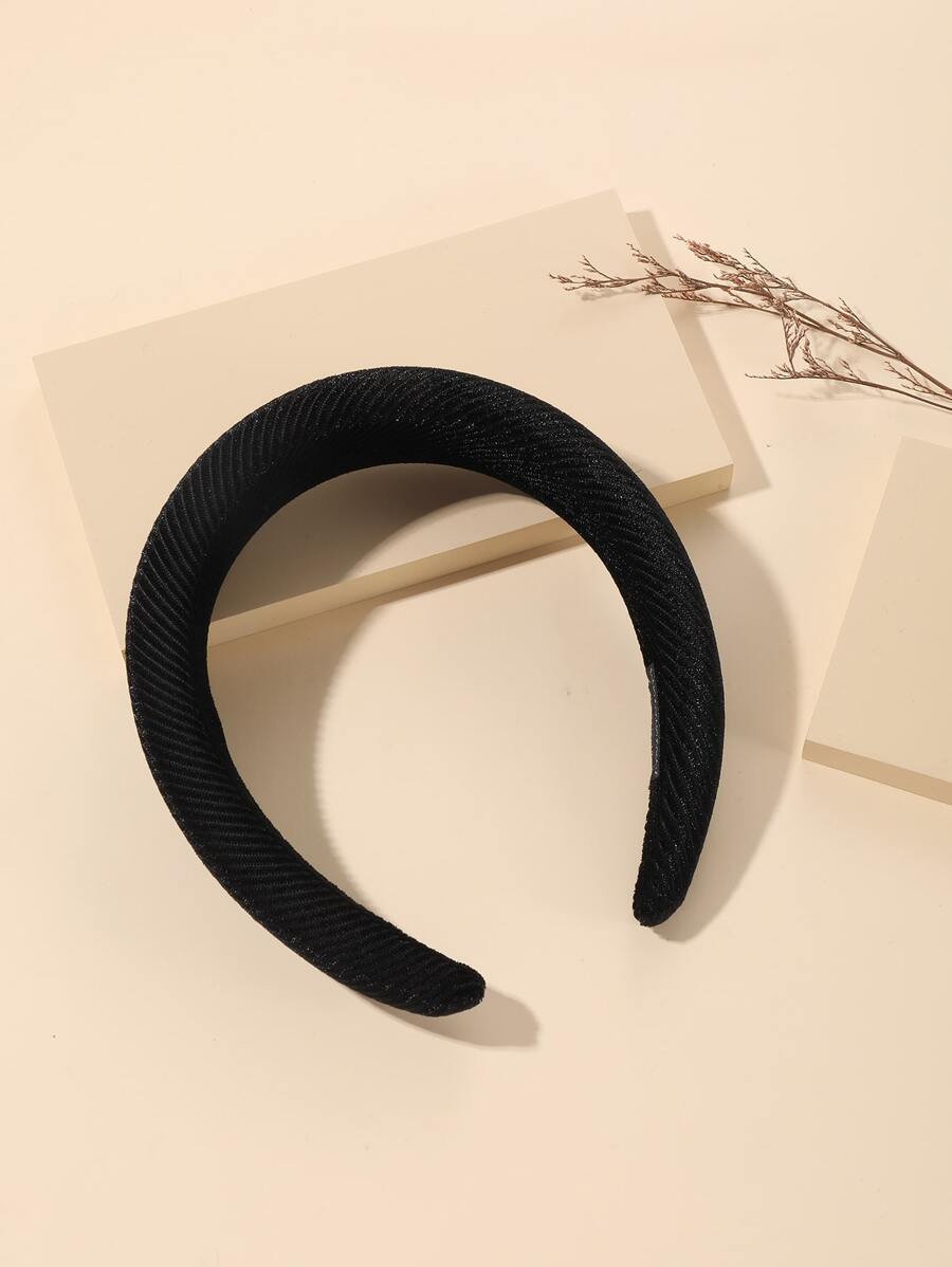Solid Wide Headband - Black - View 1