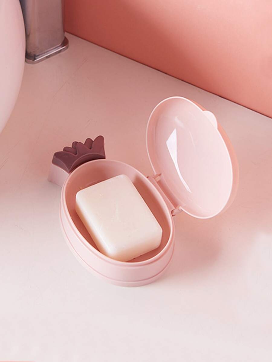1pc Pineapple Design Soap Dish - Pink - View 1