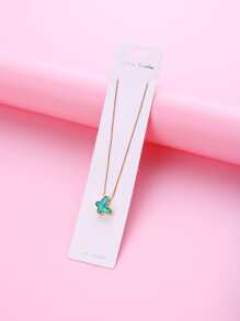 Girls Butterfly Charm Necklace - Multicolor - View 2