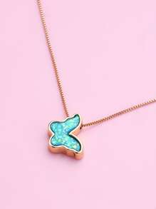 Girls Butterfly Charm Necklace - Multicolor - View 3