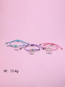 3pcs/set Girls' Cute Cloud, Rainbow & Five-pointed Star Shaped Zinc Alloy Charm, Colorful Wax Rope Braided Bracelet, Suitable For Daily Wear - Multicolor - View 4