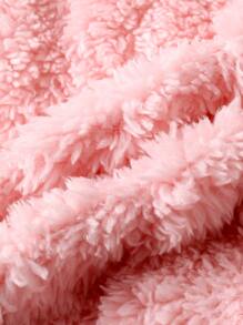 Baby Cartoon Embroidery 3D Ears Design Teddy Pullover & Trousers - Pink - View 5