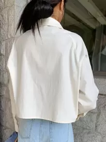 DAZY Camisa con parche con bolsillo de manga raglán - Beis - Ver 2