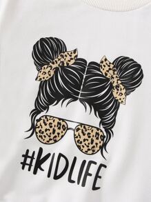 Toddler Girls Figure And Letter Graphic Pullover & Leopard Print Leggings