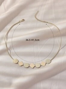 圓形和幾何裝飾項鍊 - 金黃色 - 查看 5