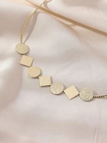 圓形和幾何裝飾項鍊 - 金黃色 - 查看 6