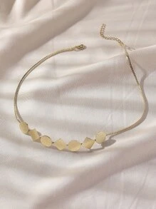 圓形和幾何裝飾項鍊 - 金黃色 - 查看 7